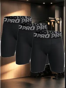 Men's Letter Tape Boxer Brief, Quick Drying Breathable Comfortable Underwear for Running Workout, Men's Shapewear for All Seasons, Compression