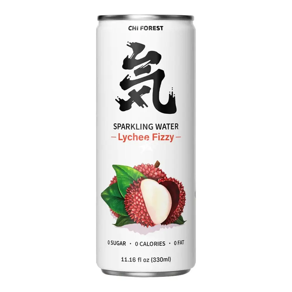 Genki Forest Chi Sparkling Beverage - Lychee Flavor Soda, Artificial Ingredient-Free, Low Sugar Fizzy Drink