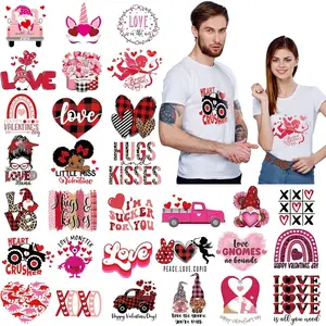 Valentine's Day Iron  Transfers 30 Count Heart Shaped  Patches Appliques Heat Transfers Vinyl DIY Decorations for Clothes Bag, Pillow Covers