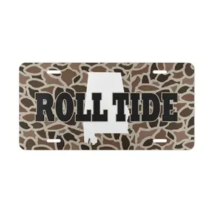 Old School Camo Alabama License Plate with Roll Tide Aluminum License Plate, Custom License Plate, Personalized Vanity Tag, Blank Aluminum Plate, 12×6 License Plate, US Standard Car Plate, Front License Plate 4 Pre-Drilled Holes
