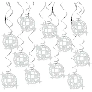 15 count Disco Party Decorations Pre-Strung  Glitter Disco Ball  Swirl Decorations for 70s Theme Party 1970s Birthday Party Favors Supplies