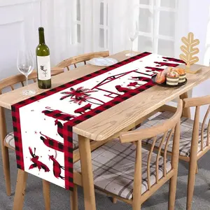 Christmas Runner For Table Holy Night Tablecloth Winter Table Runner Holy Night Table Cloth Red And Black Plaid Holiday Table
