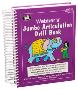 Webber’s Jumbo Articulation Drill Book – 1,710 Illustrated Word-Pictures, 6,420 Target Words, 3,120 Phrases & Sentences – Speech Therapy Workbook for R, S, L, Blends, SH, CH, TH & More – 484-Page Spiral-Bound Hardcover