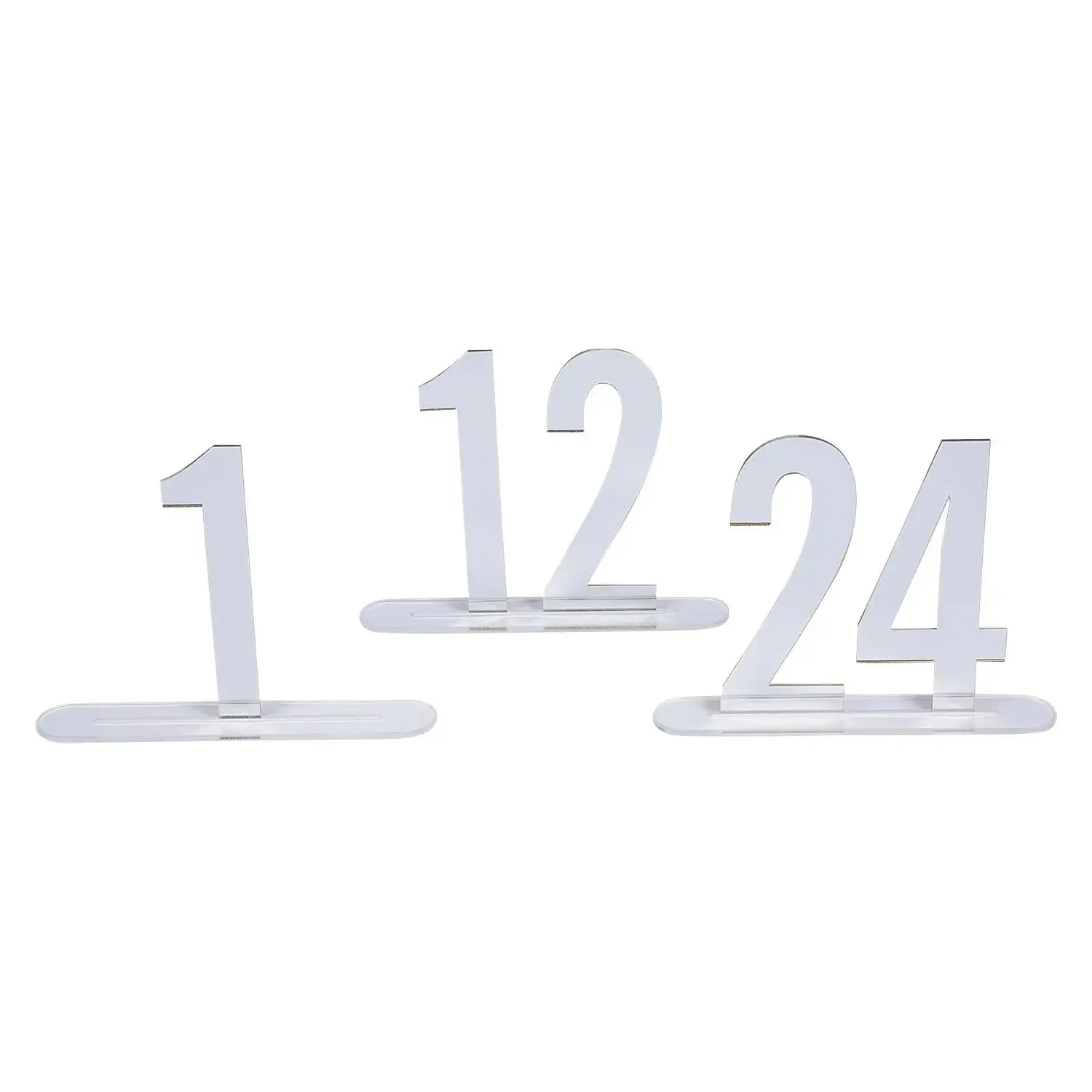 24 Pcs Rectangle Mirror Table Number Signs (Numbers 1-24, None Decorative Add-Ons) with Acrylic Bases, Reusable Home Decor Guest Seat-Finding Aid for Weddings