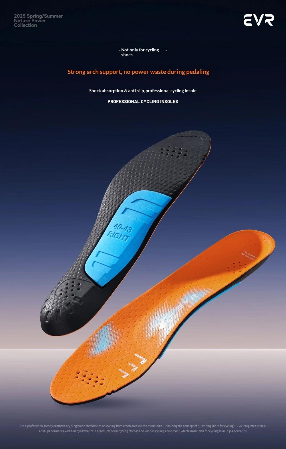 EVR flat foot arch support athletic shoes cushioning shock absorber pads for adults soccer cleats odor-resistant insoles (Item number: shoe insoles)