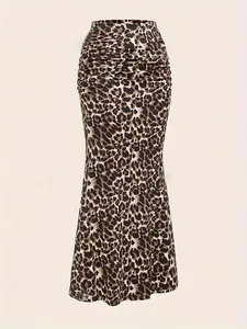 Women's Leopard Print Mermaid Skirt, Elegant Fashion Casual Fitted Skirt for Daily Outdoor Wear, Women Bottoms for All Seasons, Womenswear, Leopard Printed Skirt