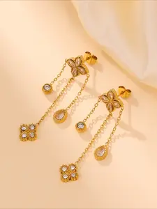 2pcs exquisite and fashionable stainless steel retro style tassel earrings, high quality earrings, suitable for dates, parties, gatherings, and daily commuting, are excellent and thoughtful gifts