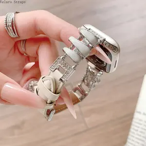 2026 New Three-dimensional Epoxy Metal Leather Watch Strap, Fashion Mixed Material Replacement Band for All Smart Watch Series
