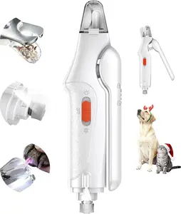 2 in 1 Dog Nail Clippers Electric Grinder Dogs Cats Trimmers Claw Nail Care Tool Cordless Rechargeable Pets Nail Trimmer with LED Lights Low Noise Pet Electric Grinder