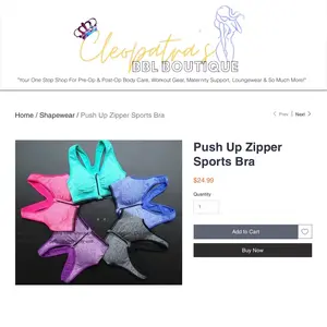 Push up zipper sports bra