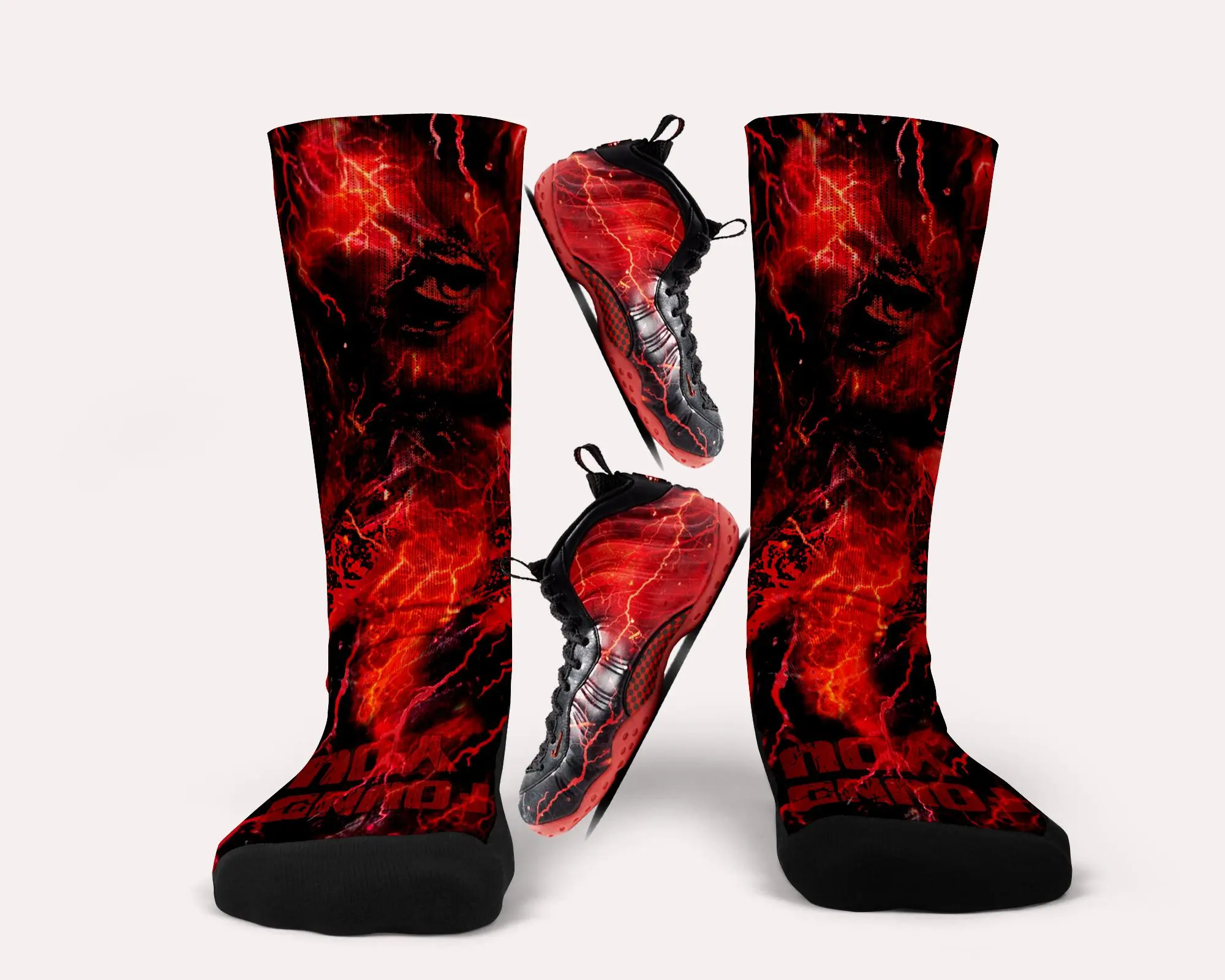 Foamposite Stranger Things Vecna Socks | Matching Custom Socks | Sneakerhead Crew Socks | Sci-Fi Horror Inspired Gift