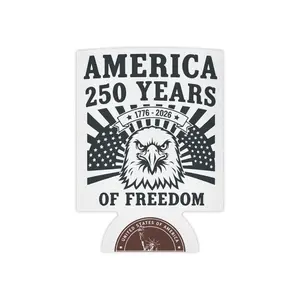 250 Years of Freedom Can Cooler – America 1776–2026 Eagle Flag Stubby Cooler