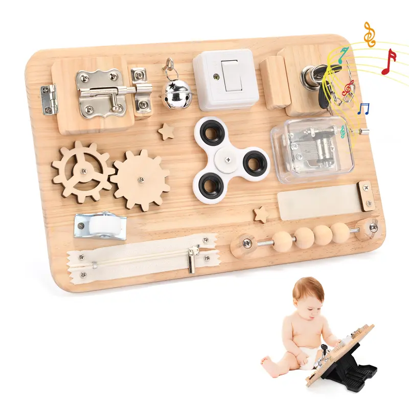 Montessori Natural Wood Busy Board Shape Sorter - Toddler Toys for 1+ to 4-5 Years, Learning Toy for Fine Motor Skills & Muscle-Strengthening, Developmental Gift for Girls