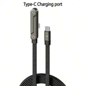 240W Fast Charging Cable With Phone Stand, 90° Angled Plug, 360° Rotation, Multi-Angle Adjustment, Braided Cord, Compatible With IPhone 17 And Other Gaming Phones; 240W Stand-Style Charging Cable Suitable For IPhone 17, Tablets And Gaming Fast Ch