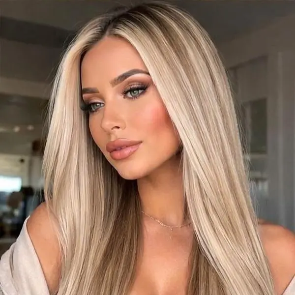 Luxurious  30-Inch 13×6 HD Lace Front Wig | Unisex Silk-Straight Ash blonde hair Highlighted Style | Heat-Resistant Synthetic Hair with Transparent Lace