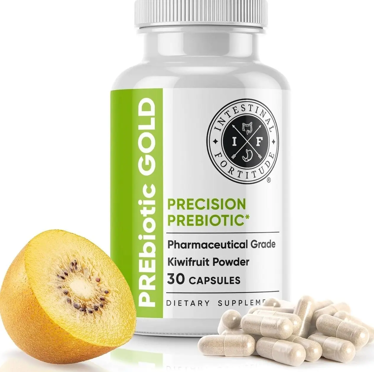 Intestinal Fortitude PREbiotic Gold: Kiwifruit Fiber, Butyrate & Prebiotic Restore Supplement to Support The Gut, Immune & Digestive Support, Anti-Bloating & Leaky Gut Repair, Dairy-Free Capsules
