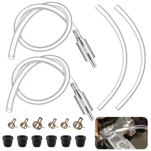 Dazone 2 Sets Brake Fluid Bleeder Hose Kit with Nozzle Cap & Clamp One Way Check Valve Universal for Car Motorbike Bike