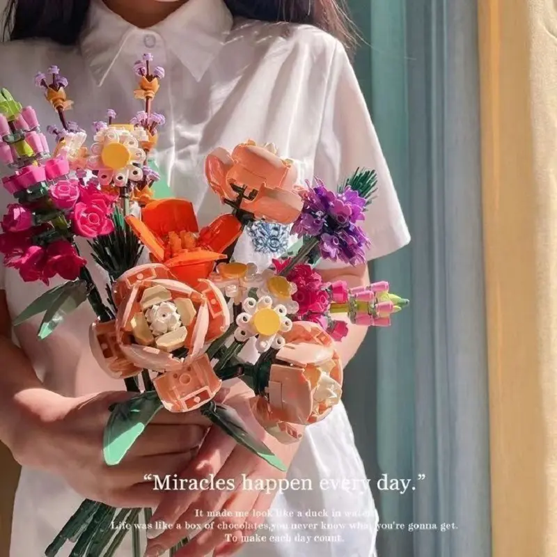 2026 New Moc 756-Piece Romantic Bouquet Home Decor Building Blocks 10280 Creative Plant Series - Valentine's Day Gift for Your Girlfriend Blocks Set