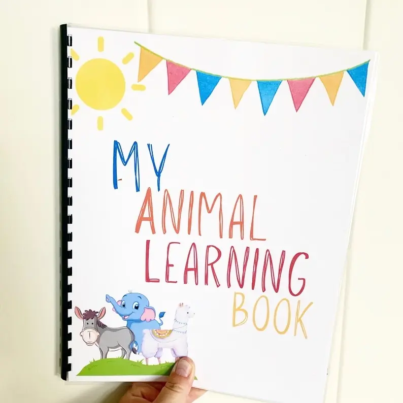 Pre-K Animal Learning Book with Name, Phone, Color, Letter, Number, Money, Shape, and Time Practice