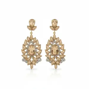 Gold Crystal Statement Earrings – Luxury CZ Drop Earrings for Brides, Prom & Special Events