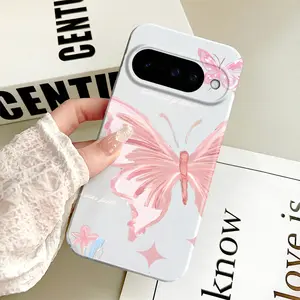 Pink Dreamy Butterfly Cute Anti - fall Precise Hole Film Case Cover for Google Pixel 7/8/9/10 Pro 5G Fashion Niche