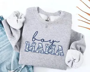 Boy Mama Sweatshirt, Toile Boy Mama Sweater, New Mom Pregnancy Announcement, Gender Reveal Crewneck, Baby Announcement Shirt, Baby Shower Gift Casual - HARSIN