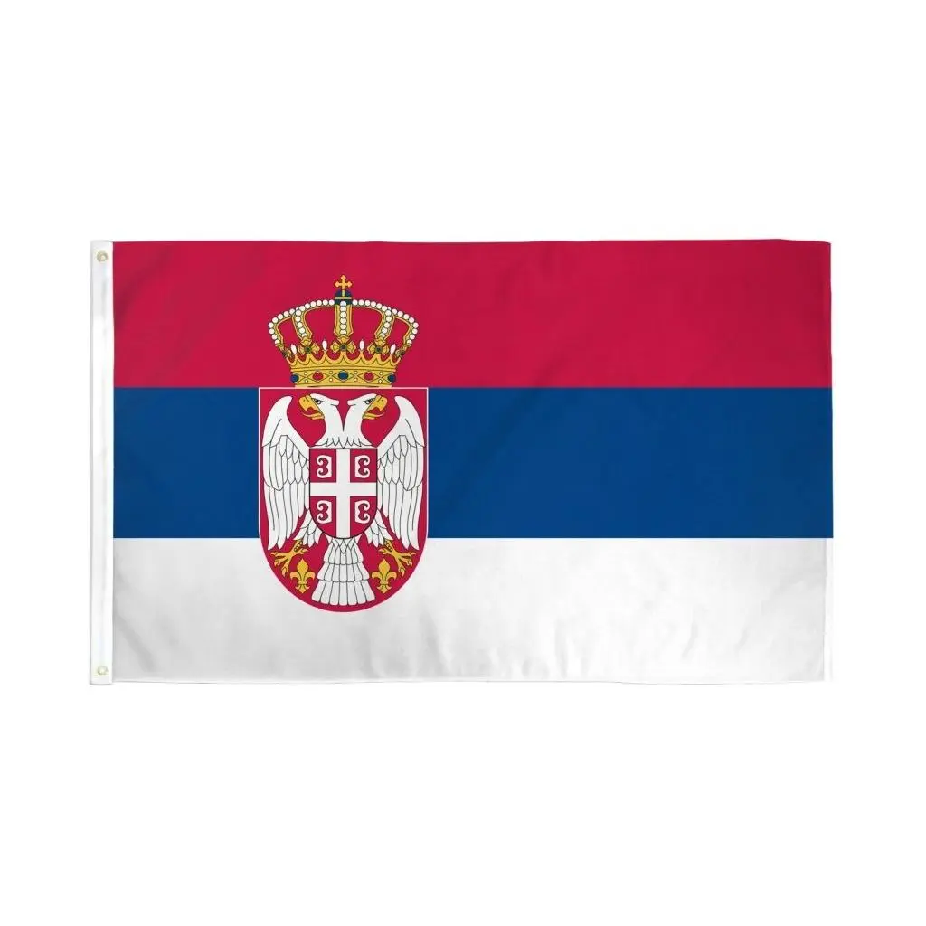 Serbia National Flag Box Set - 2x3ft Hangable Dye Sublimated Polyester Banner with Bold Colors, Indoor Home & Festive Party Backdrop Supplies, Hangable Banner, Indoors