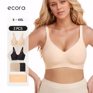 [2PCS] ecora | Simply Soft Seamless Bra, Push-up Bra, Cloud-like,Ultra Soft and Moisture Fabrics Bra, Womenswear Comfort Basic