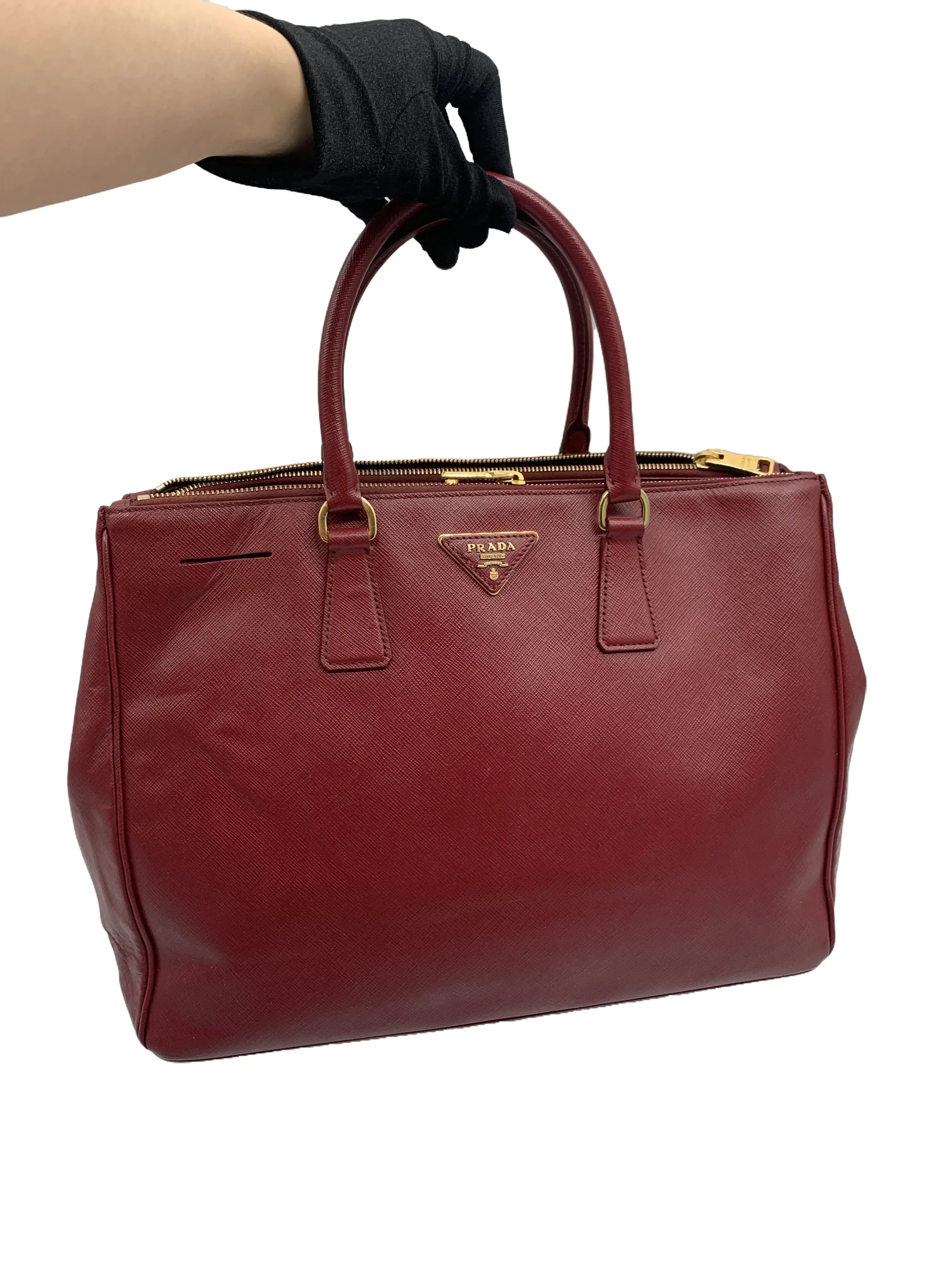 Pre-owned PRADA Burgundy Saffiano Tote Handbag/wj07804029/4029