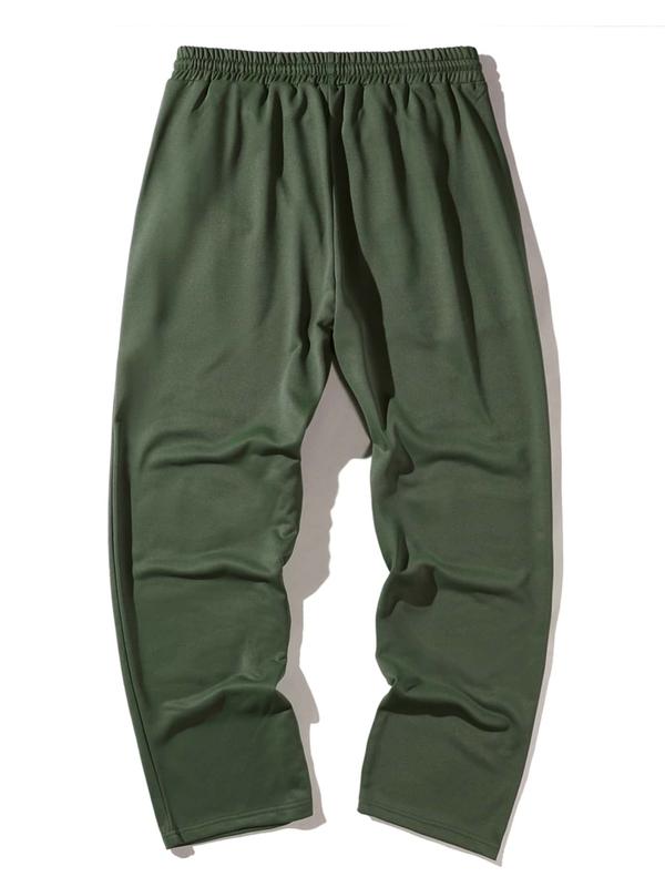 Men's Cherry Blossom Embroidery Sweatpants, Floral Print Sweatpants, Regular Fit Casual Comfy Jogger Pants for Spring & Fall, Men's Trousers for Daily Wear