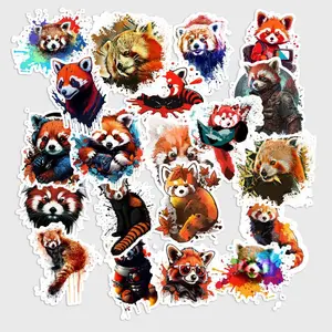 20 Pcs Red Panda Grunge Stickers Pack - Aesthetic Dark Indie Animal Decals, Waterproof Vinyl Cool Red Panda Stickers for Laptop, Kindle - Red Panda Gift