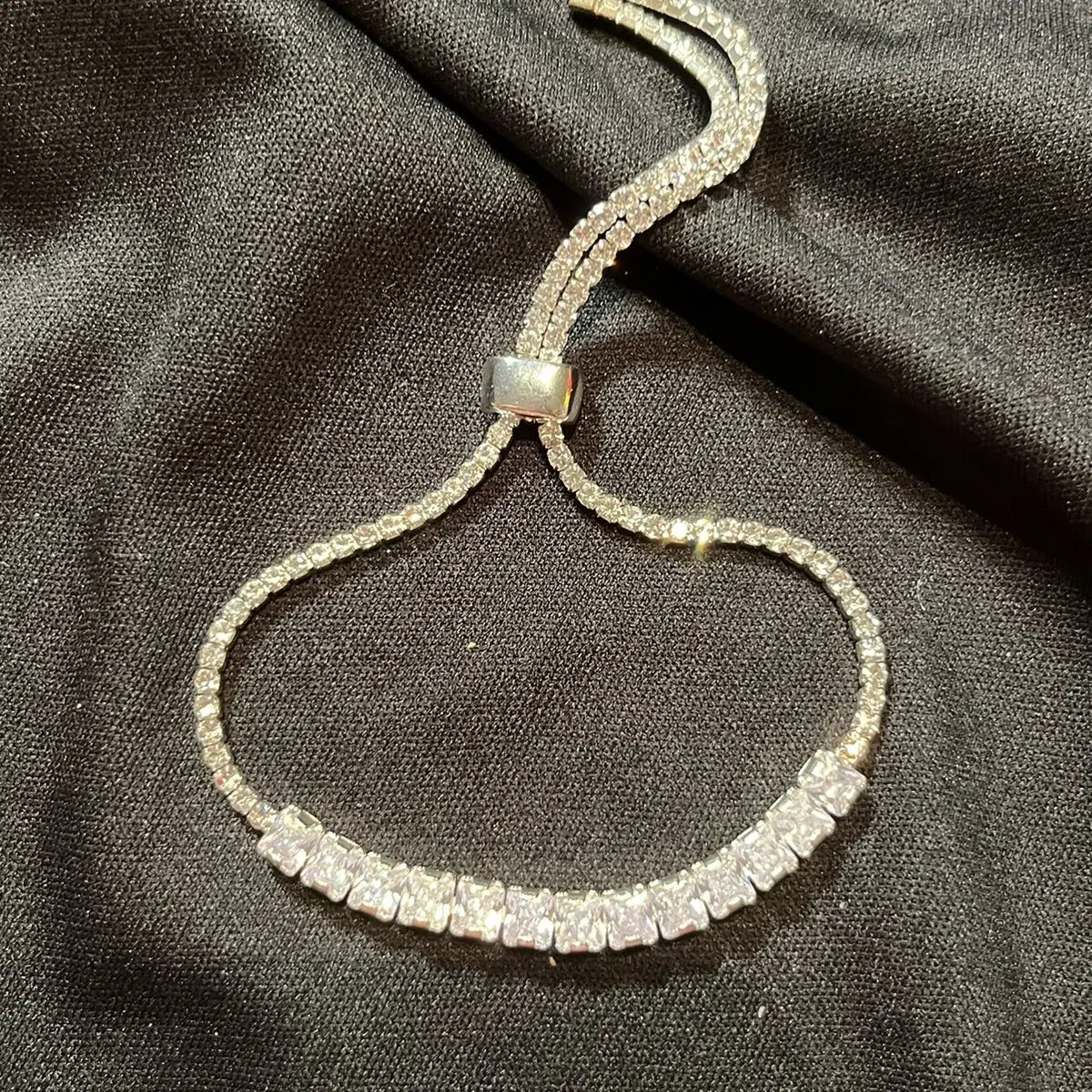 CZ silver slider bracelet