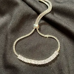 CZ silver slider bracelet
