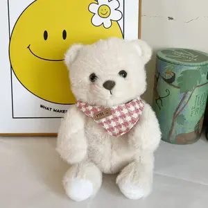 Cute Bib Bear Doll Plush Toy Soothing Pillow Dolls for Clawing Teddy Bear Doll