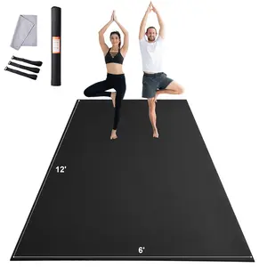 VEVOR Exercise Mat,  Non Slip High Density Premium Yoga Mat, Exercise Yoga Mat for Men Women, Fitness & Exercise Mat with Bag & Carry Strap, for All Types of Home Yoga, Pilate & Floor Workout (12x6ft)