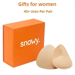 Women's Snowy Sticky Push-Up Inserts - Double-Sided Adhesive Bra Cups, Instant 2-Cup Size Boost, Reusable, Sweat & Water Resistant, Womenswear Bra Accessories Portable Waterproof