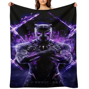 Black Panther Flannel Blanket Heavyweight All Season Comfort Multi Use Sofa Bed Office Decor Halloween Gift for K-Drama Fans Birthday ChristmasD910-235