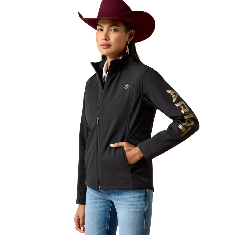 10079893 Ariat Women's Logo Softshell Jacket - Black/Stonewall