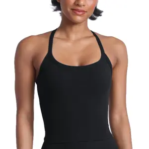 UNISSU Hugcurve Racerback Tank Tops for Women Scoop Neck with Built in Bra Padded Longline Yoga Crop Top Camisole Sleeveless