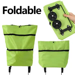 Portable shopping cart for groceries, foldable, lightweight with wheels, suitable for home use, collecting packages, and small towing