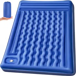 Double Sleeping Pad Camping cot, Self Inflating 6'' Extra-Thick 2 Person Pillow Built-in Foot Pump Waterproof Inflatable Sleeping Mat Backpacking, Tent, Hiking, Portable Camping Pad (Navy Grey)