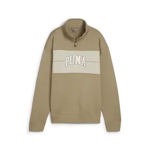 PUMA Womens Squad Mockneck Long Sleeve Quarter-Zip Sweater Casual - Beige