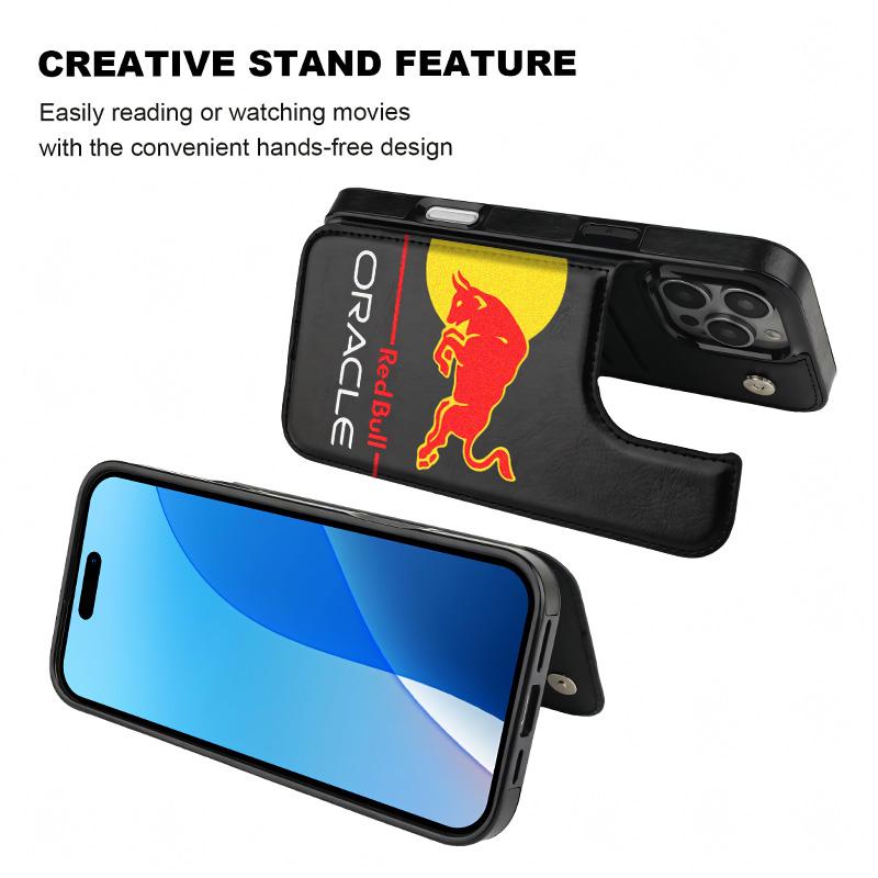 Red Bull Logo Aesthetics Pattern Phone Cases Compatible For With iphone 16 15 14 13 12 PRO PLUS MAX PU Black Durable Flip High quality Leather Credit Card Bag Holder Mother Gift Wallet Shockproof Anti-Drop Full Protection Phone Cases Shell Cover