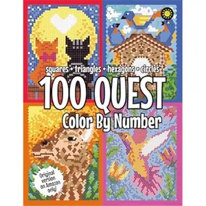 Color By Number Adult Activity Book - 100 Designs, English, Mosaic Patterns (Squares, Triangles, Hexagons, Circles), 100 QUEST, Paperback Office Art Supplies
