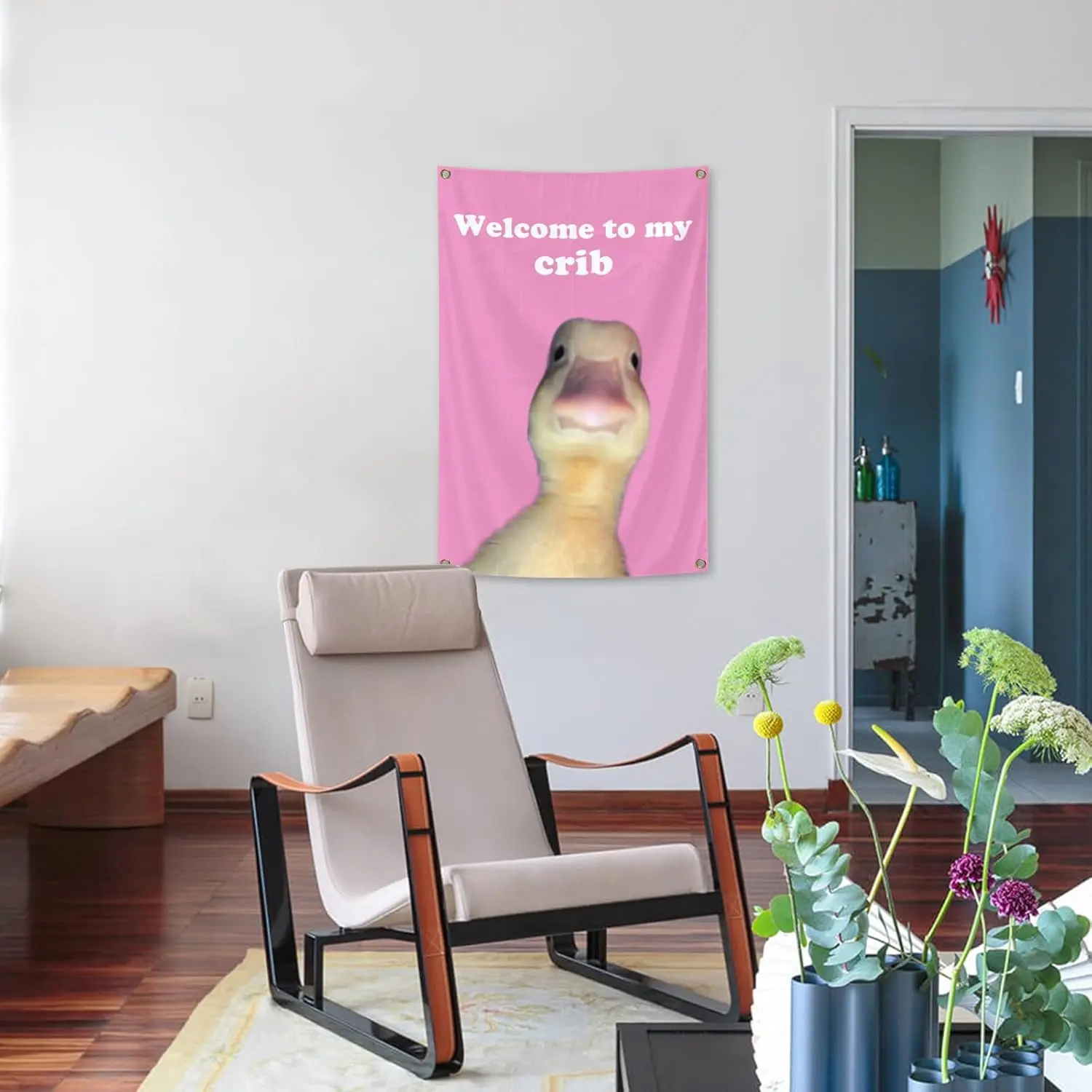 Generisch Welcome To My Crib Enten-Flagge – Polyester, Lustiges Deko-Fähnchen Für Studentenwohnheim, Party, Schlafzimmer, 90x150 Cm