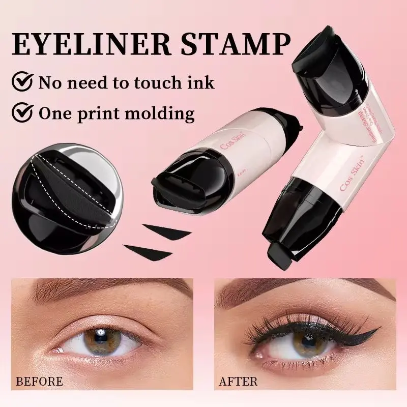 DEZONE Women's Dual-Head Rotating Eyeliner Stamp Pen, Wing Stamp for Easy Cat Eye Sharp Lines, Quick-Dry, Smudge-Proof, Long-Lasting, All-Day Stay, Beginner-Friendly Everyday Makeup Tool, Smudge Proof Eyeliner, Long Lasting Eyeliner