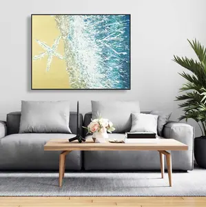 Begin Home Decor C1FC36486P44RE 36 x 48 in. Left Side Seastar - Turquoise Contemporary Framed Canvas
