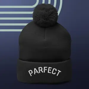 PARFECT Beanie - Classic Embroidered 100% Acrylic Pom-Pom Beanie with Fold-Over Cuff for Cold Weather Comfort Unisex One Size Fits Most