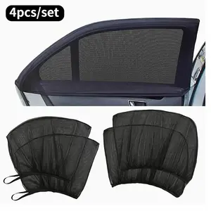 4pcs Of Car Curtains, Elastic Mesh Sunshades, And Insect Screens Provide Ultimate Privacy And UV Protection | Easy to Install Breathable Front/rear Window Covers | Keep The Car Cool, Perfect for Families, Camping, And Travel