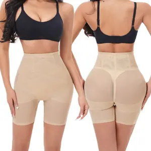 Women's high - waisted tummy - controlling and butt - lifting leggings. Made of lace mesh fabric, they feature a seamless texture. These are shorts that can be worn as a tight - fitting garment to cinch the waist.